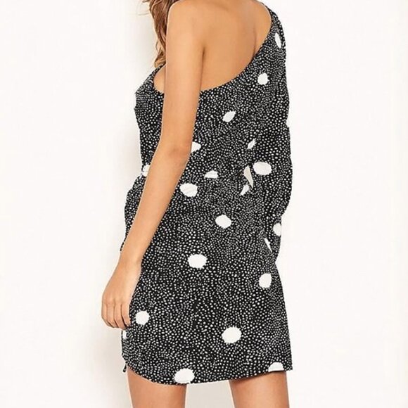 AX PARIS One-Shoulder Polka Dot Ruched Dress - Size US 10 / UK 14  - Brand New - Picture 2 of 9
